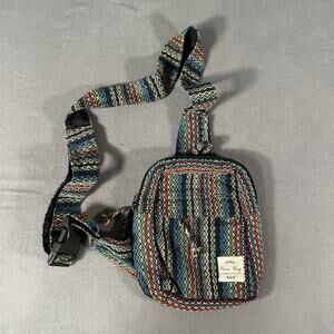 Hamro Hemp Eco-Friendly Woven Sling Crossbody Bag Boho Festival Shoulder Pack